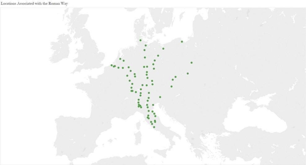 Map of the historic Roman Way.