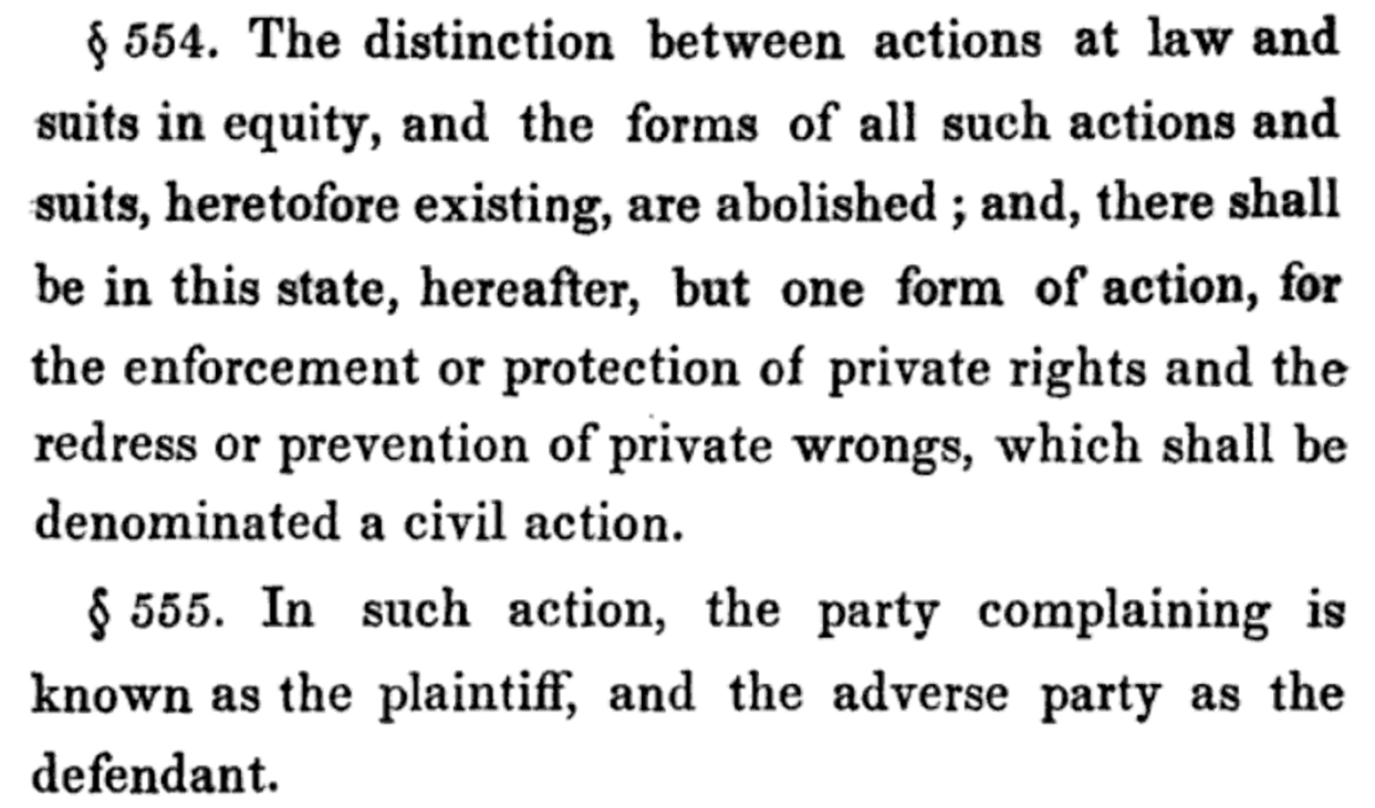Final Report of the Commissioners on Practice and Pleadings (New York, 1850), 225–25, §§ 554–555.