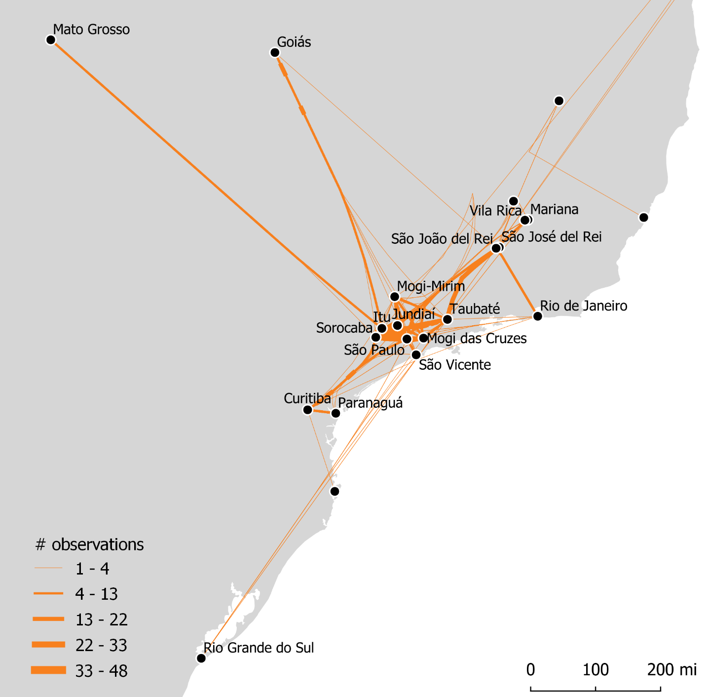 Spatial trajectories of spouses map.